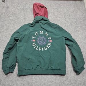 Tommy Hilfiger Spell Out Big Flag Logo Reversible Jacket Coat Men's Medium